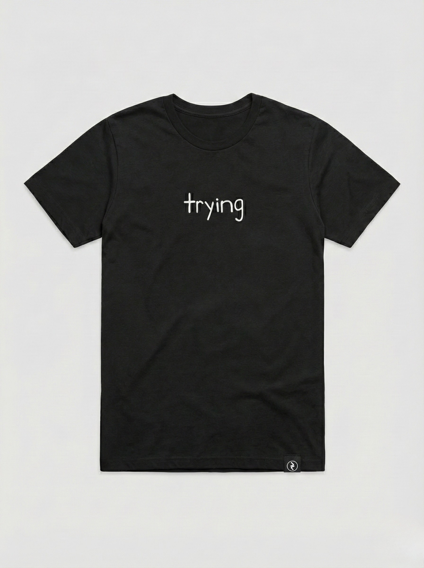 Black lizzie is trying band t-shirt with trying text design